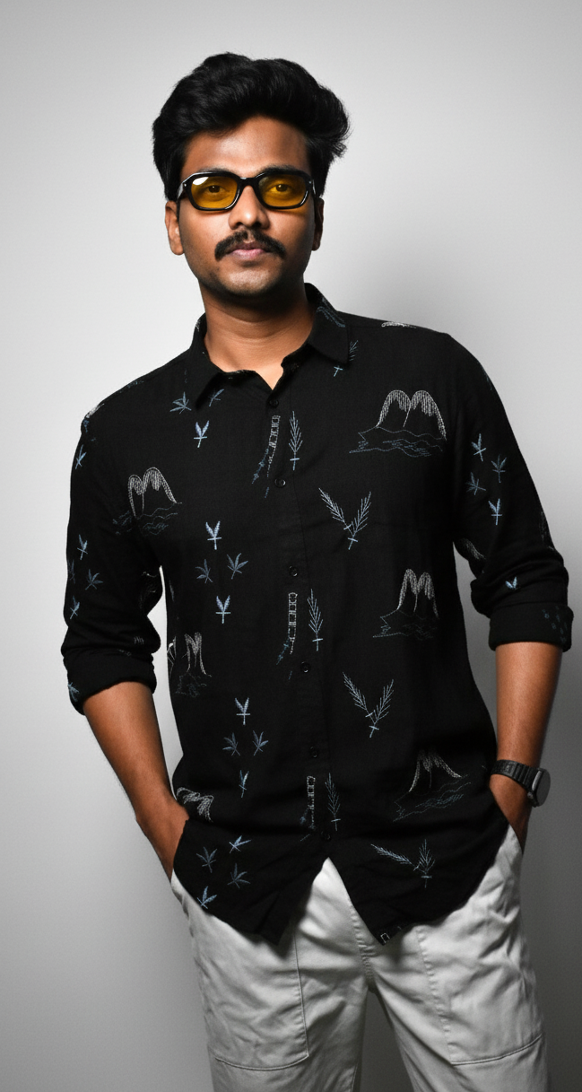 Luxury Black Embroidered Designer Shirt