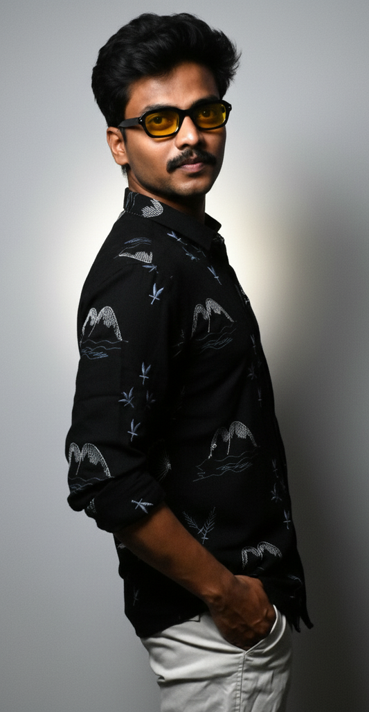 Luxury Black Embroidered Designer Shirt