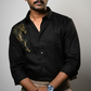 Black Designer Golden Horse Shirt