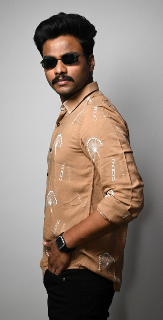 Luxury Brown Embroidered Designer Shirt