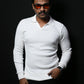 Old Money Heavy Ribbed Texture Full Sleeve White Polo T-Shirt