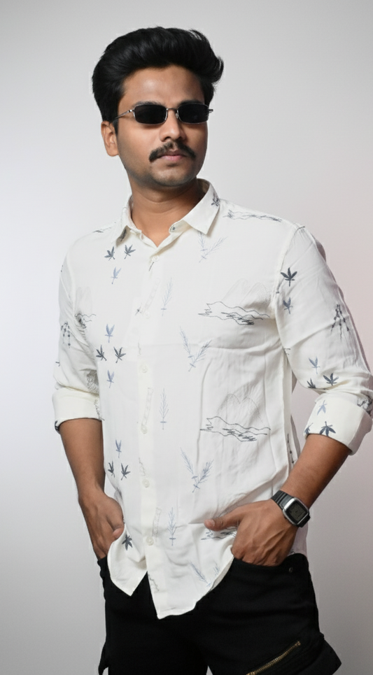 Luxury Off-White Embroidered Designer Shirt