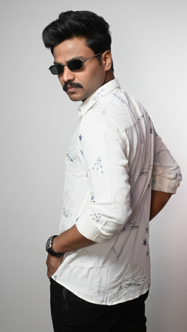 Luxury Off-White Embroidered Designer Shirt